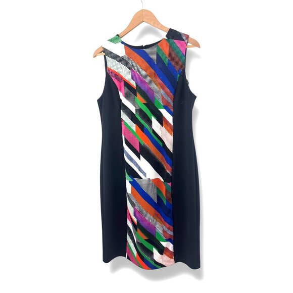 Calvin Klein Black Multi-Color Scuba Stretch Sheath Dress Size 12 Office Career‎ - Picture 3 of 7